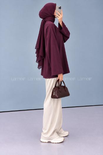 Lamelif Oversize Basic Sweatshirt Mürdüm