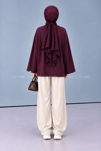 Lamelif Oversize Basic Sweatshirt Mürdüm