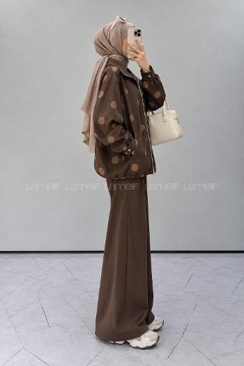 Brown Zippered Neck Long Arm Jacket
