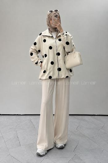 Stone Zippered Neck Long Arm Jacket