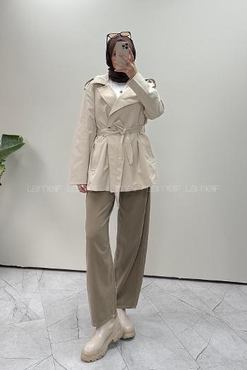 Stone Neckband Long Arm Cotton Jacket