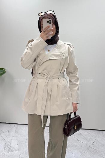 Stone Neckband Long Arm Cotton Jacket