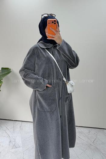 Anthracite Peter Pan Collar Long Arm Cotton Jacket