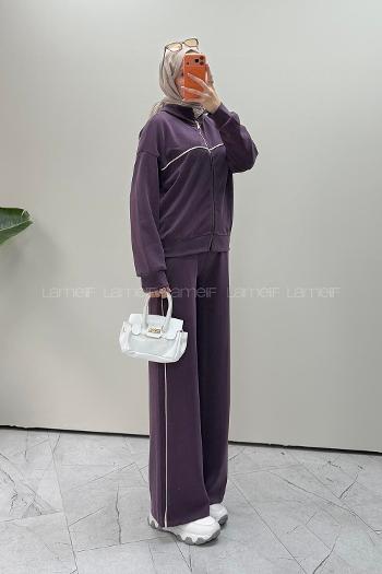 Purble Neckband Long Arm Modal Oysho Regular Trousers Comfortable Suit