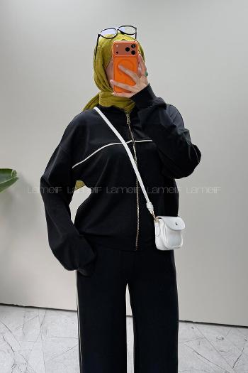 Black Neckband Long Arm Modal Oysho Regular Trousers Comfortable Suit