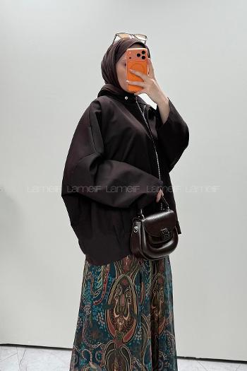Bitter Brown Crew Neck Long Arm Jacket