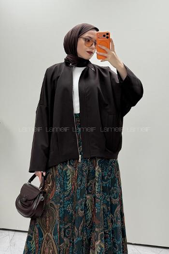 Bitter Brown Crew Neck Long Arm Jacket