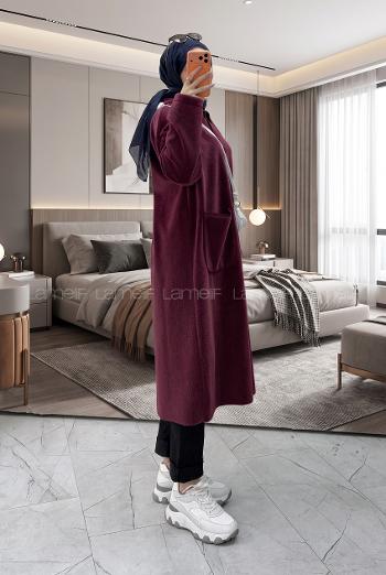 Claret Red Peter Pan Collar Long Arm Cotton Jacket