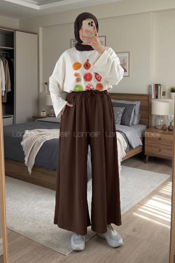 Bitter Brown Cotton High Waist Comfortable Pants