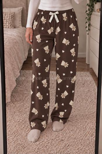 Lamelif Milan Kumaş Ayıcık Desenli Pijama Altı