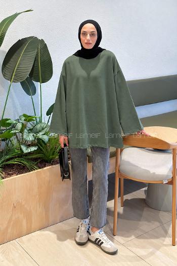 Khaki Crew Neck Long Arm Sweatshirt