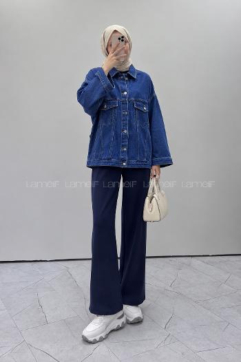 Blue Shirt Collar Long Arm Denim Denim Jacket