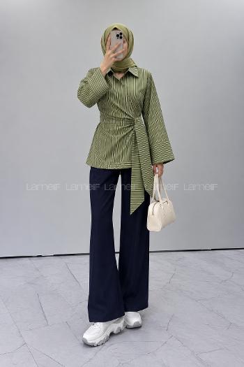 Khaki Shirt Collar Long Arm Cotton Unprinted Shirt