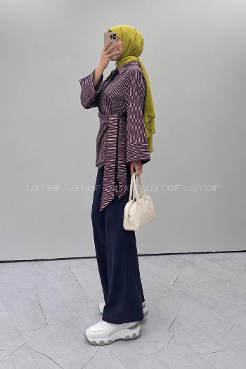 Plum Shirt Collar Long Arm Cotton Unprinted Shirt