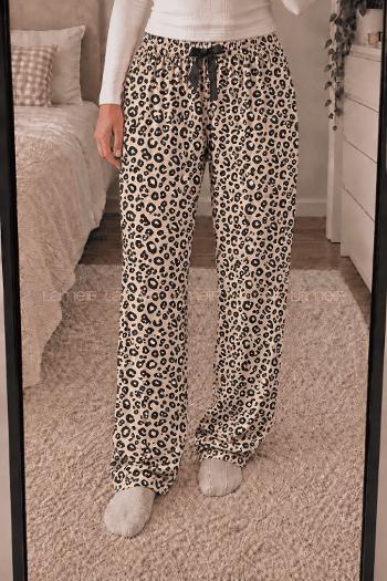 Lamelif Milan Kumaş Leopar Desenli Pijama Altı