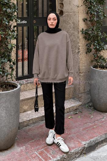 Mink Crew Neck Long Arm Unprinted Sweatshirt