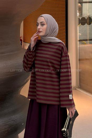 Brown Crew Neck Long Arm Printed Sweatshirt