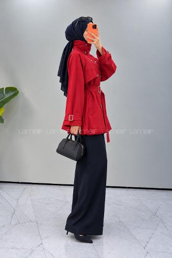 Red Neckband Long Arm Jacket