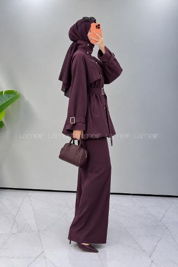 Plum Neckband Long Arm Jacket