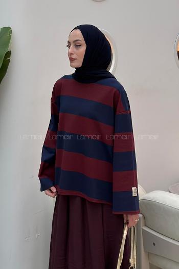 Navy Blue Crew Neck Long Arm Printed Sweatshirt