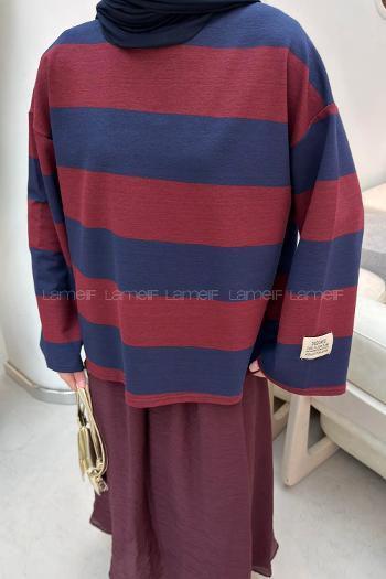 Navy Blue Crew Neck Long Arm Printed Sweatshirt