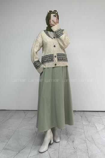 Green V Neck Long Arm Knitwear Cardigan
