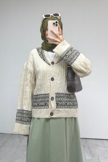 Green V Neck Long Arm Knitwear Cardigan