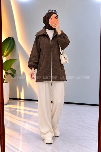Brown Shirt Collar Long Arm Jacket