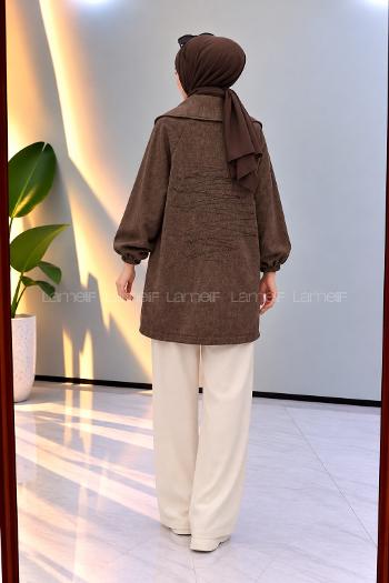Brown Shirt Collar Long Arm Jacket