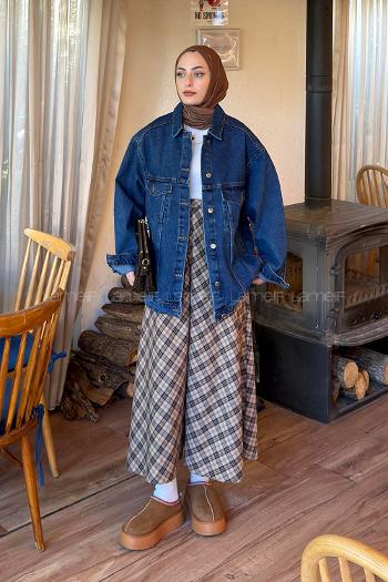 Dark Blue Shirt Collar Long Arm Denim Denim Jacket