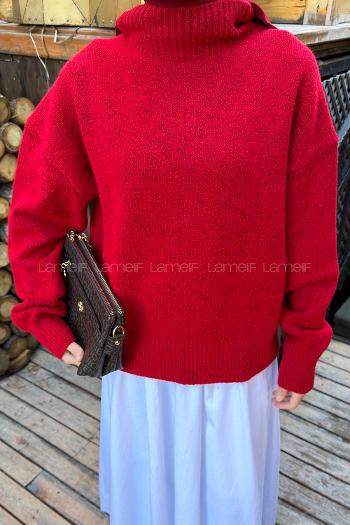 Red Turtle Neck Long Arm Jumper
