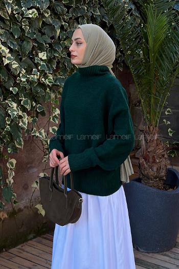 Oil Green Turtle Neck Long Arm Jumper