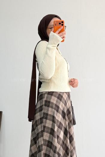 Ecru Neckband Long Arm Jumper