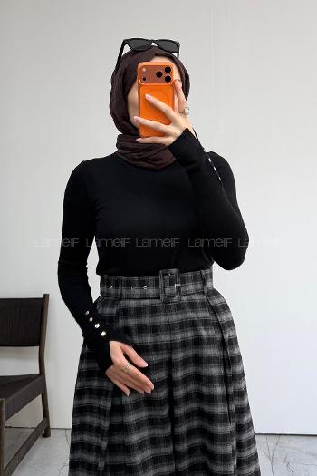 Lamelif Dilvin Bisiklet Yaka Kazak Siyah