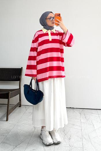 Pink Polo Neck Collar Printed Tunic