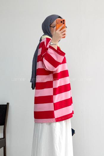 Pink Polo Neck Collar Printed Tunic