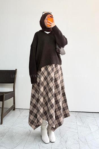Bitter Brown V Neck Long Arm Jumper
