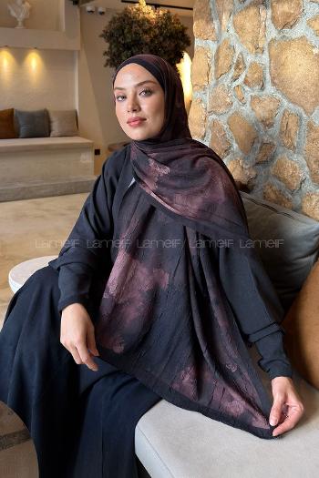 Lamelif Bulut Desen Bambu Şal Acı Kahve