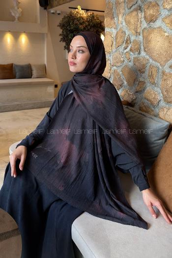 Lamelif Bulut Desen Bambu Şal Siyah Kahverengi