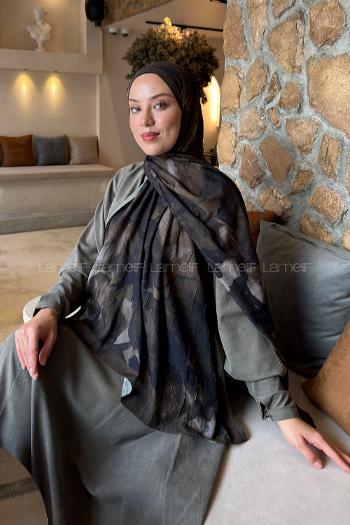 Lamelif Flower Desen Bambu Şal Haki