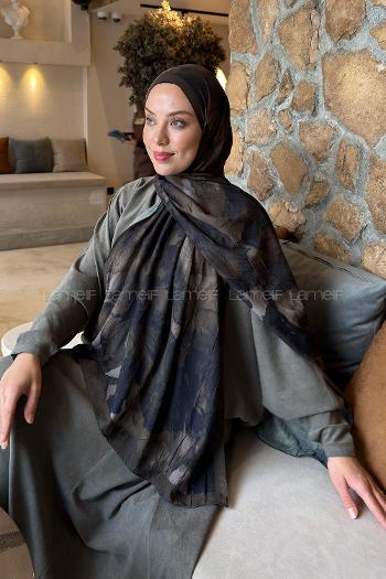 Lamelif Flower Desen Bambu Şal Haki