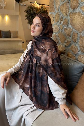 Lamelif Flower Desen Bambu Şal Sütlü Kahve