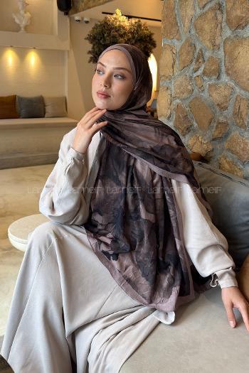 Lamelif Flower Desen Bambu Şal Vizon