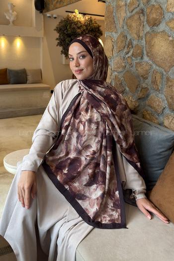 Lamelif Lotus Desen Bambu Şal Acı Kahve