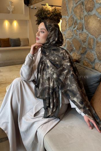 Lamelif Lotus Desen Bambu Şal Haki