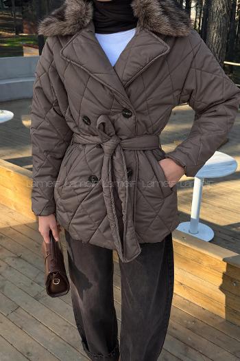 Bitter Brown Normal Neck Long Arm Coat