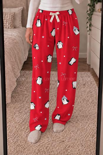 Lamelif Milan Kumaş Penguen Desenli Pijama Altı