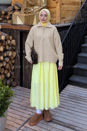 Beige Turtle Neck Long Arm Jumper