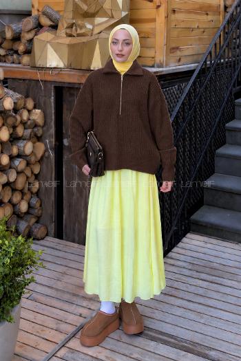 Dark Brown Turtle Neck Long Arm Jumper