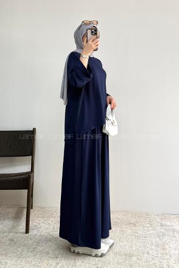 Lamelif Bisiklet Yaka Basic İkili Takım Lacivert